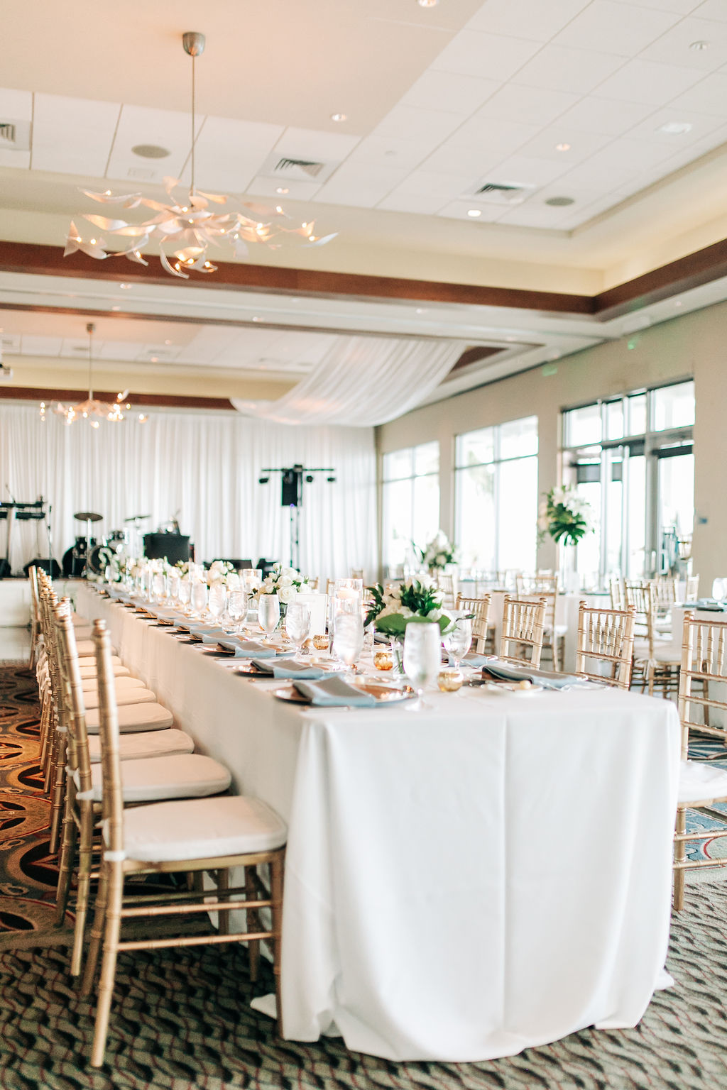 indoor wedding reception at Sarasota Yacht Club by Precious Moments Events