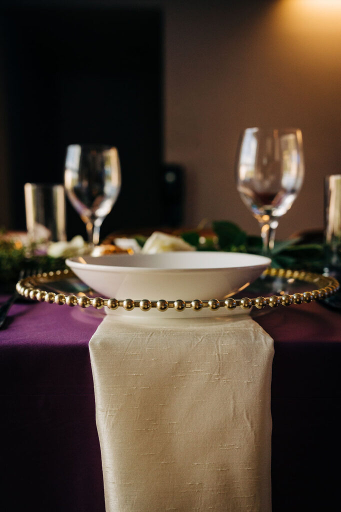 clear gold accented charger plate for wedding