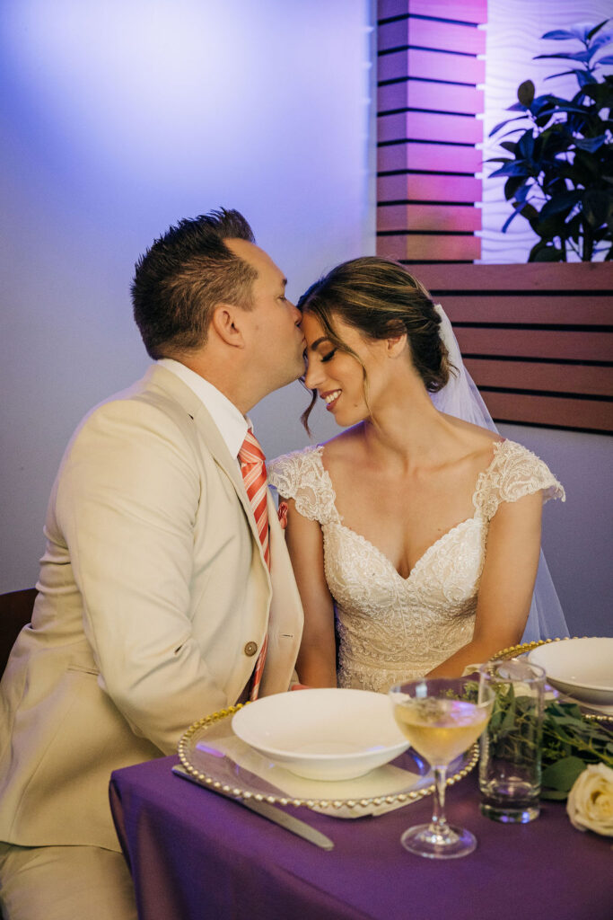 bride and groom at their Ringling Grillroom wedding