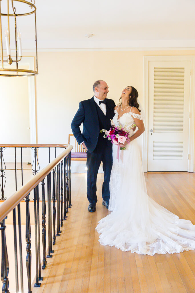 bride with her father at Edson Keith Mansion