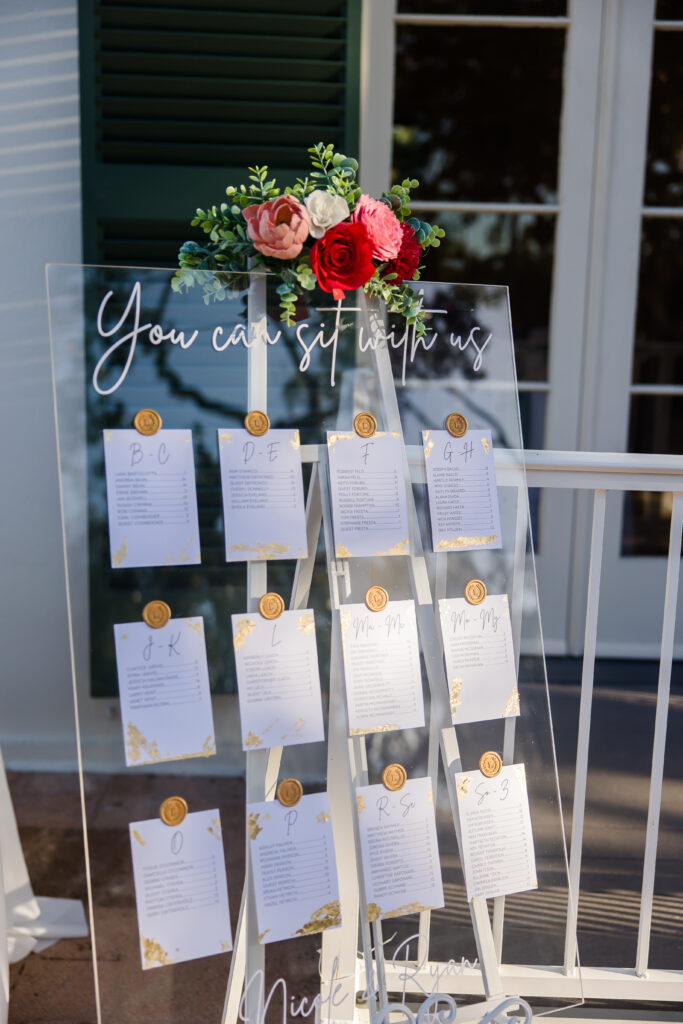 clear glass wedding seat chart