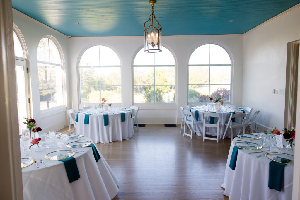 indoor wedding reception at Edson Keith Mansion with colorful details by Precious Moments Events