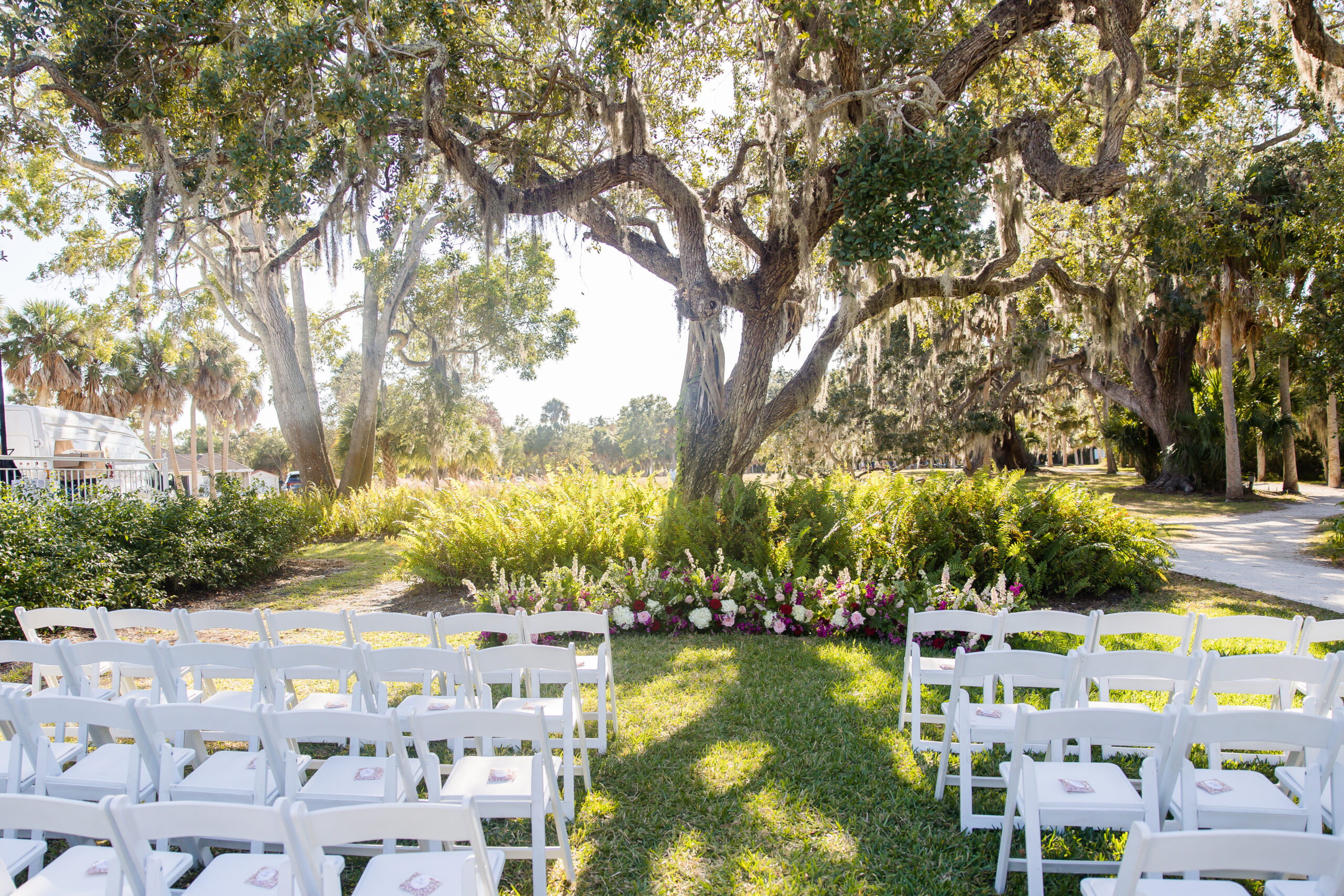 outdoor wedding ceremony at Edson Keith Mansion planned by Precious Moments Events