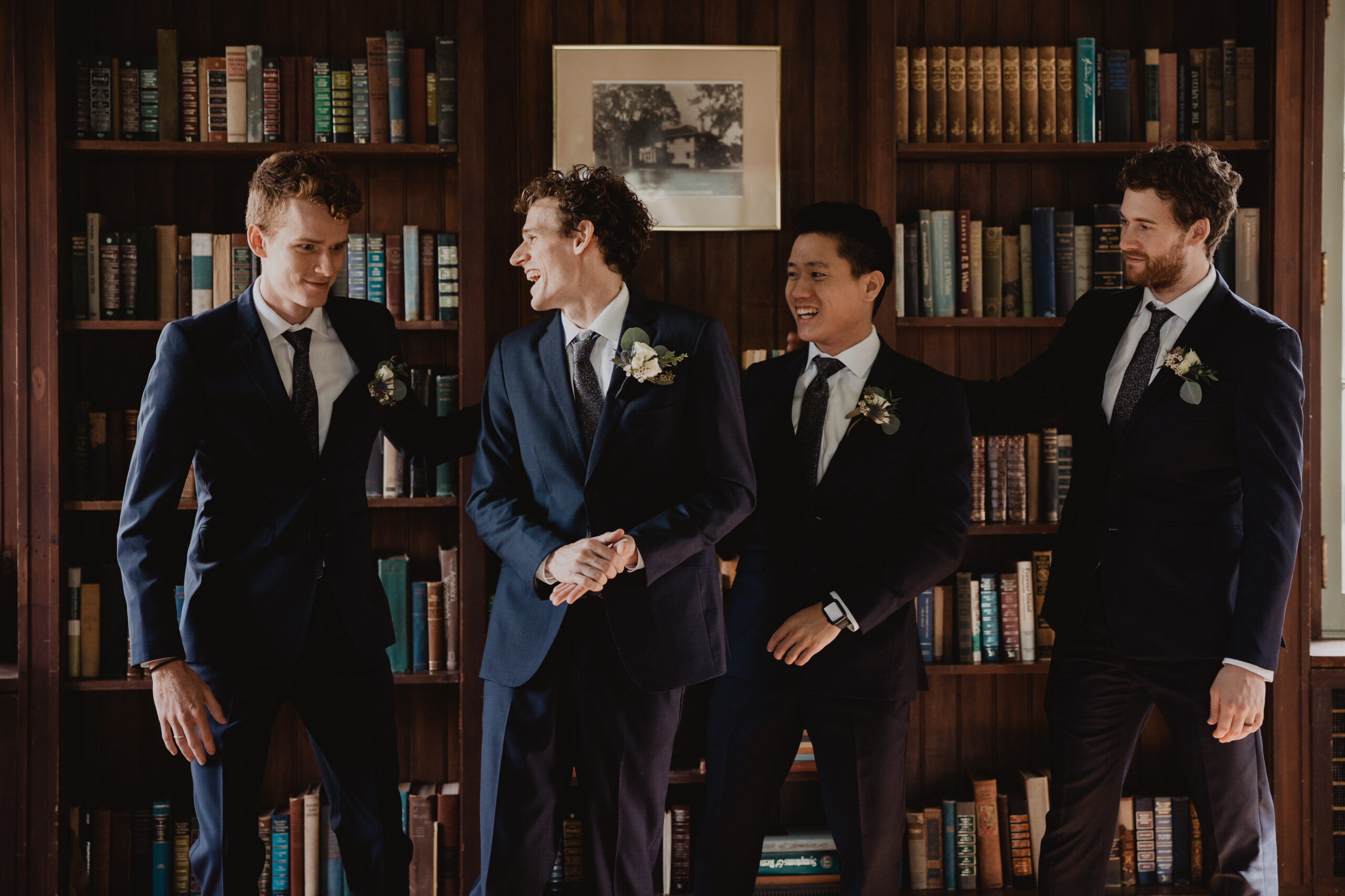 groomsmen in navy suits