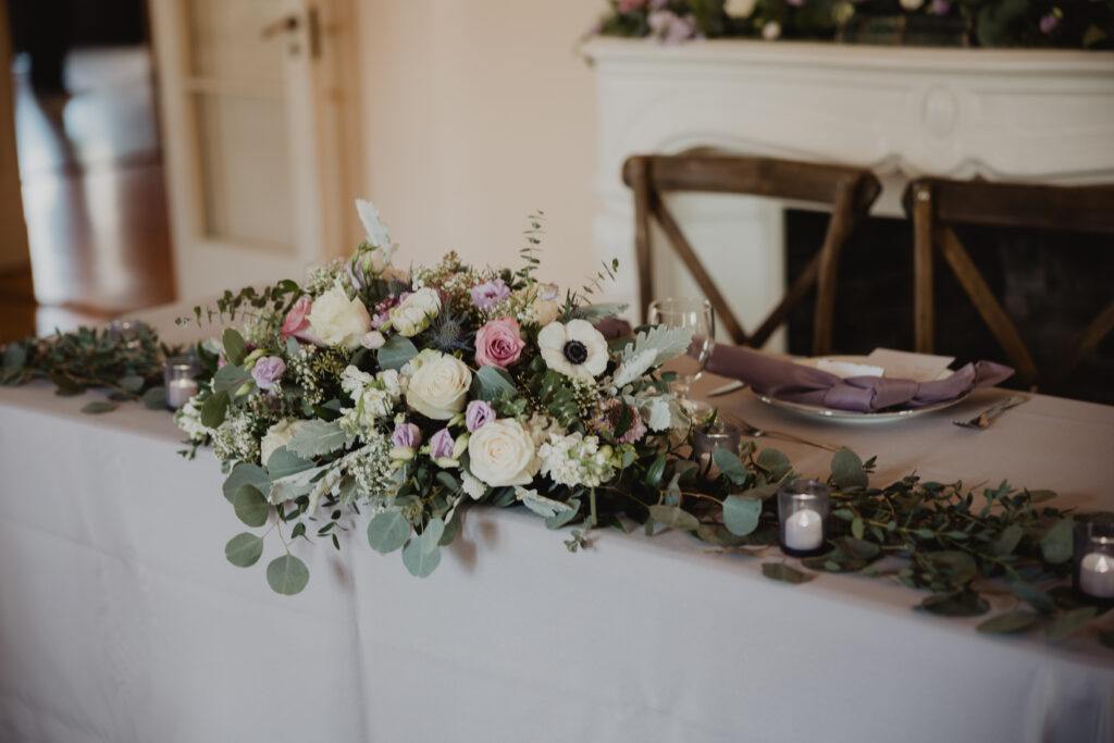 colorful floral tablescape for wedding sweetheart table by Precious Moments Events