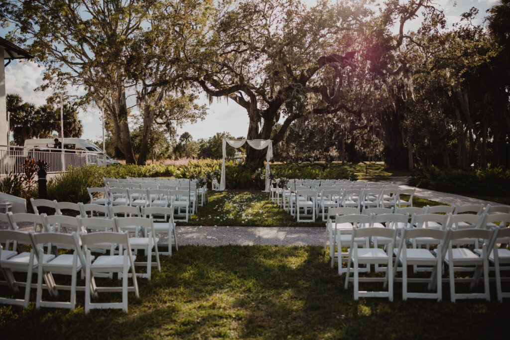 outdoor wedding ceremony at Edson Keith Mansion by Precious Moments Events