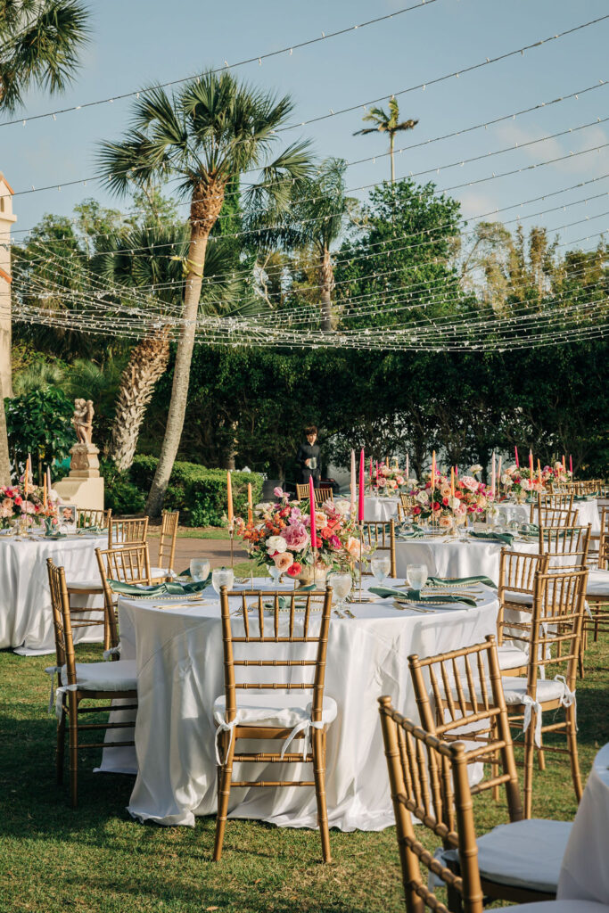 wedding reception with colorful details