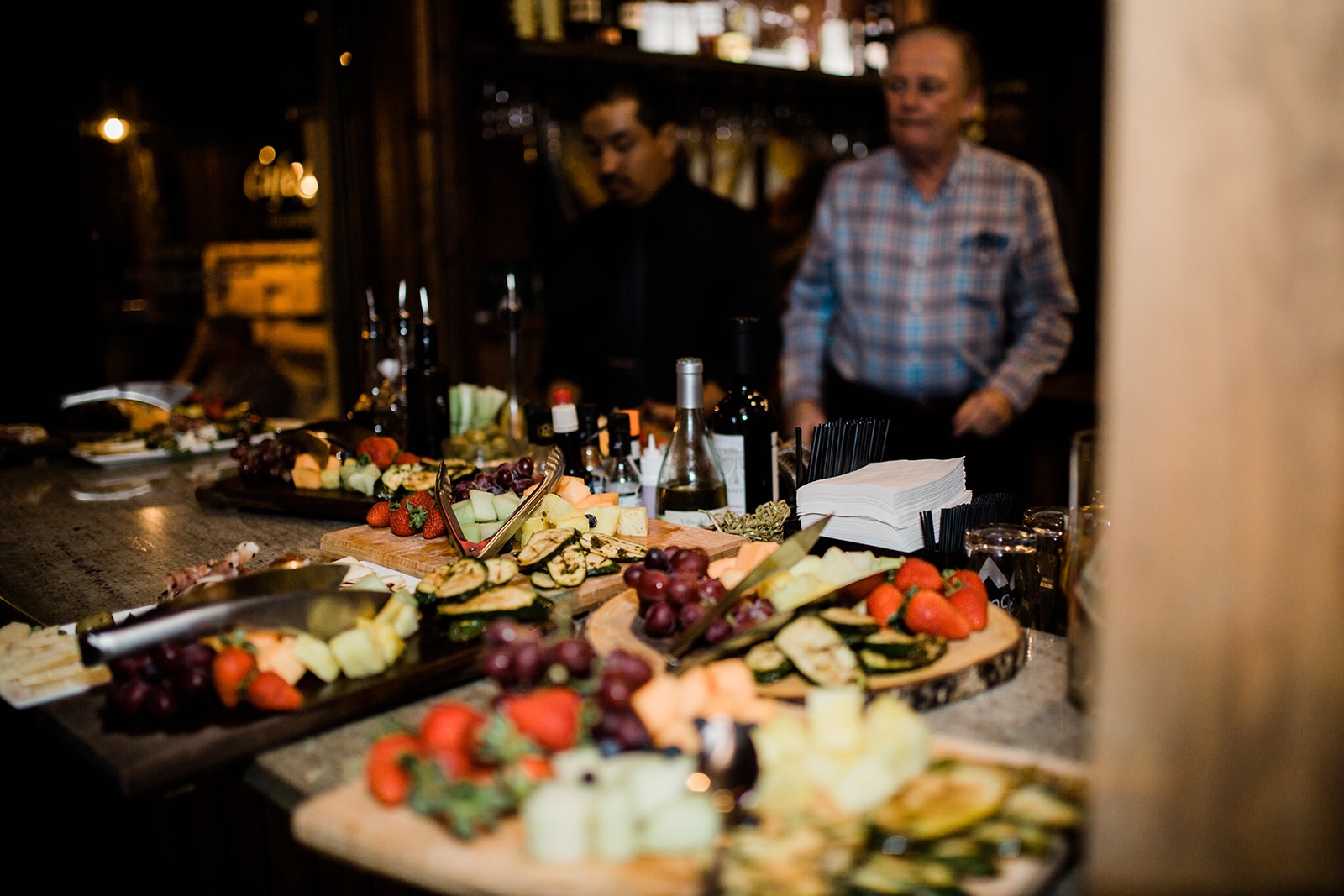 cocktail hour spread at Cafe Gabbiano