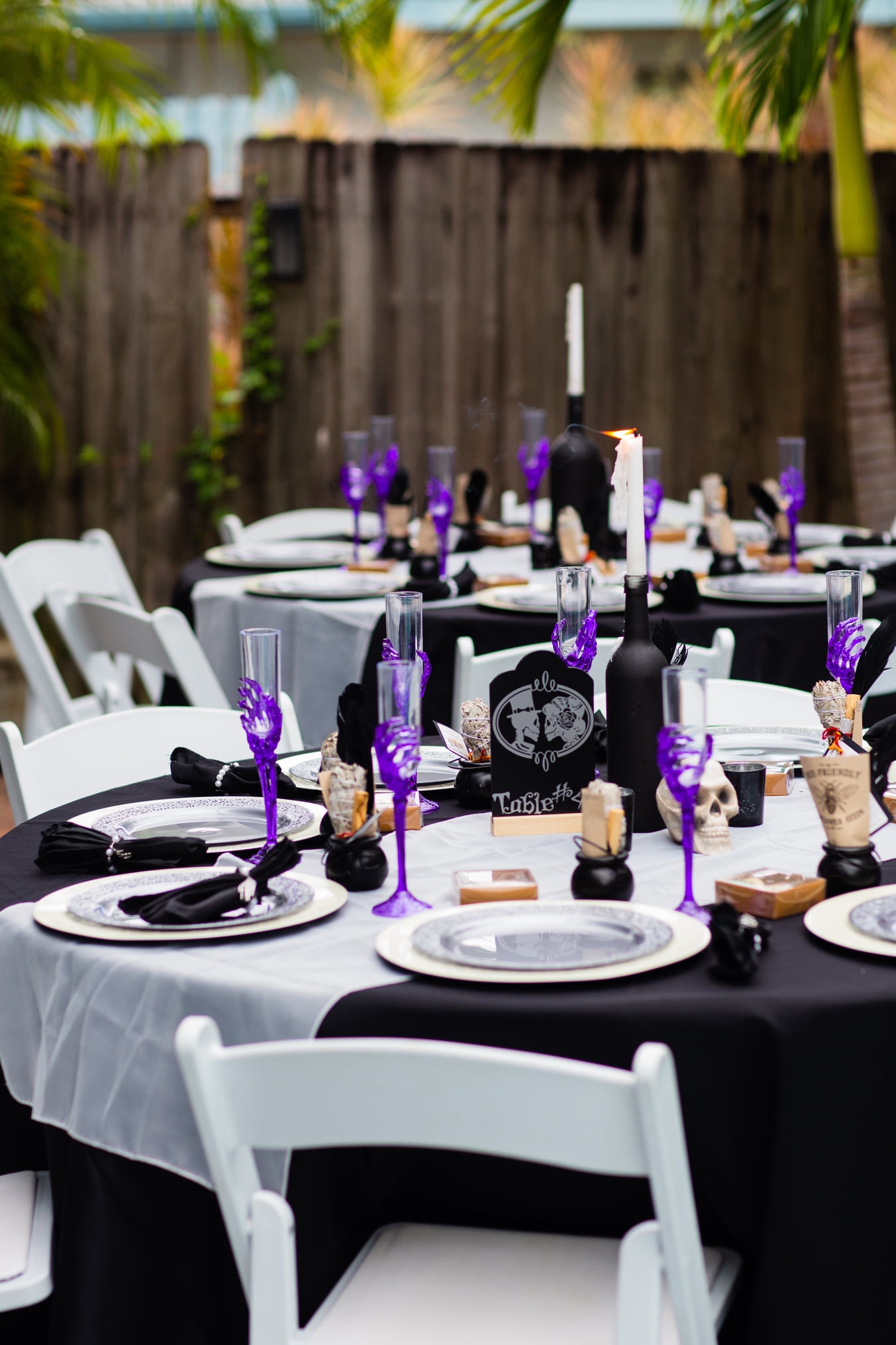 Halloween themed wedding decor by Precious Moments Events at Siesta Key private residence 