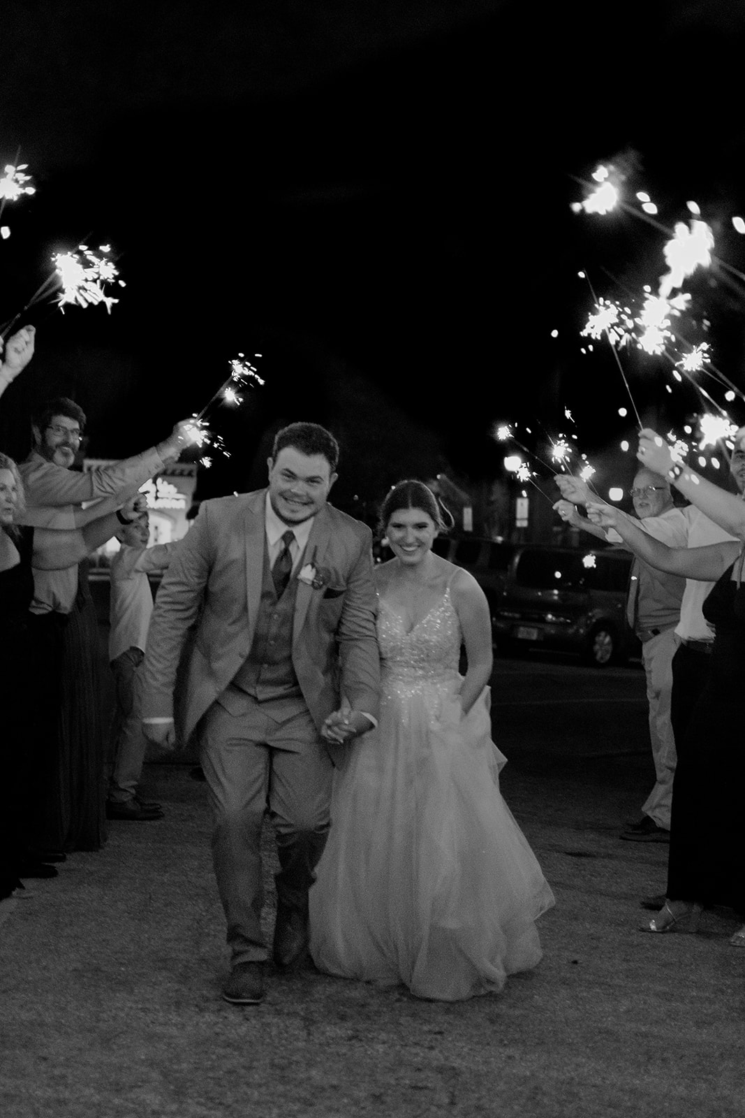 sparkler wedding exit at Bishop Museum of Science