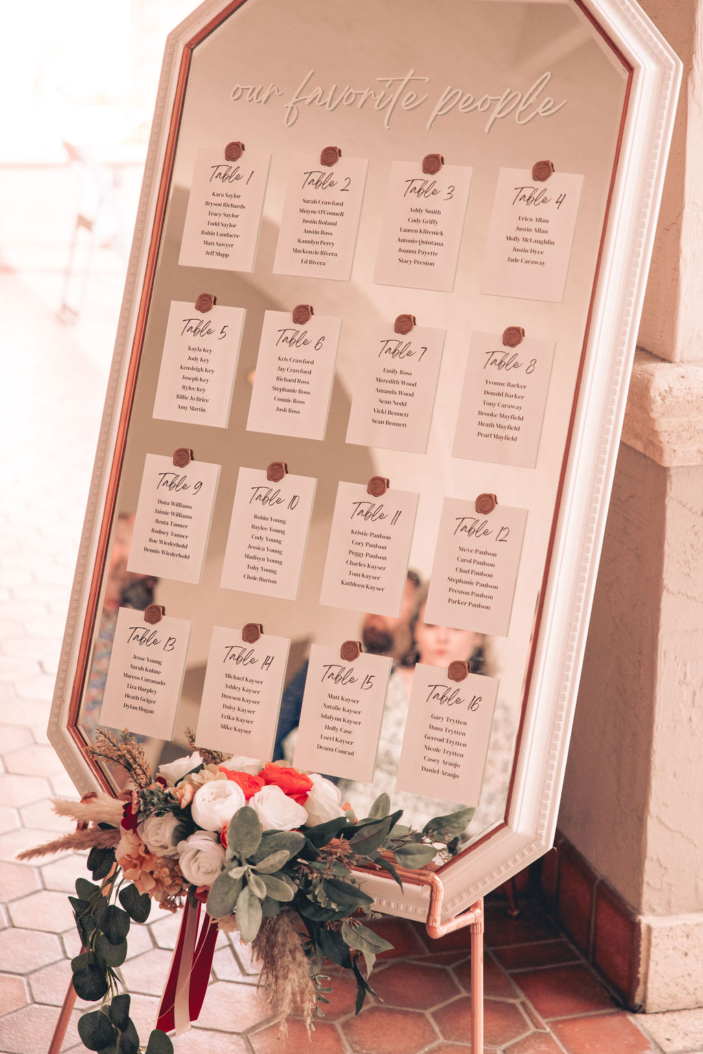 mirror wedding seating chart