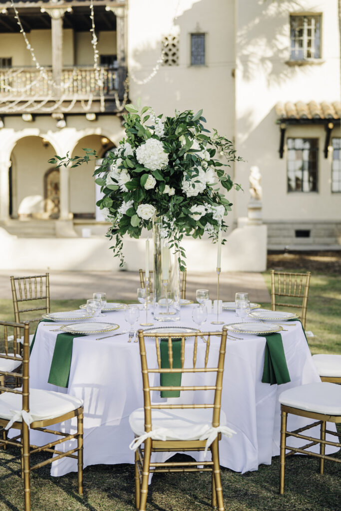 white and green wedding tablescape by Precious Moments Events