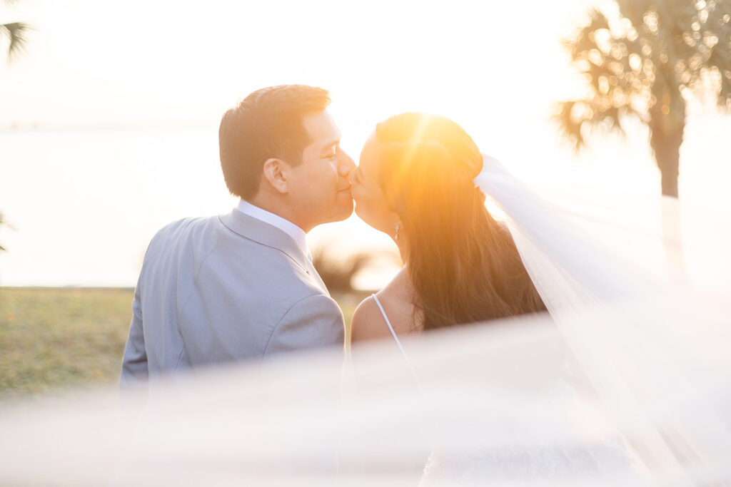 sunset wedding portraits at Powel Crosley Estate