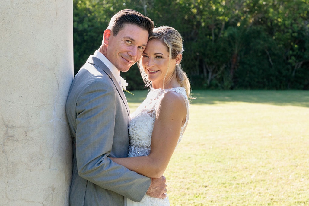 bride and groom portraits at Marie Selby Spanish Historical Point